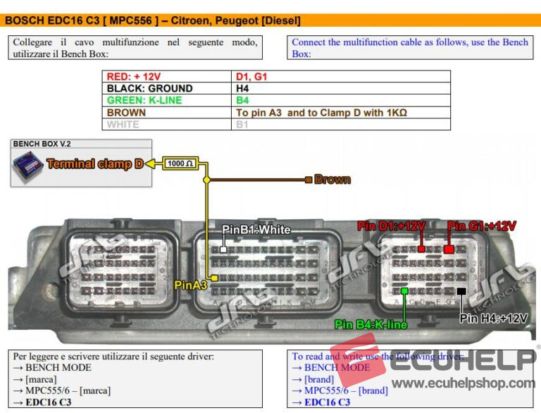 KT200 PSA EDC16C3 Read and Write BDM/ Bench Mode