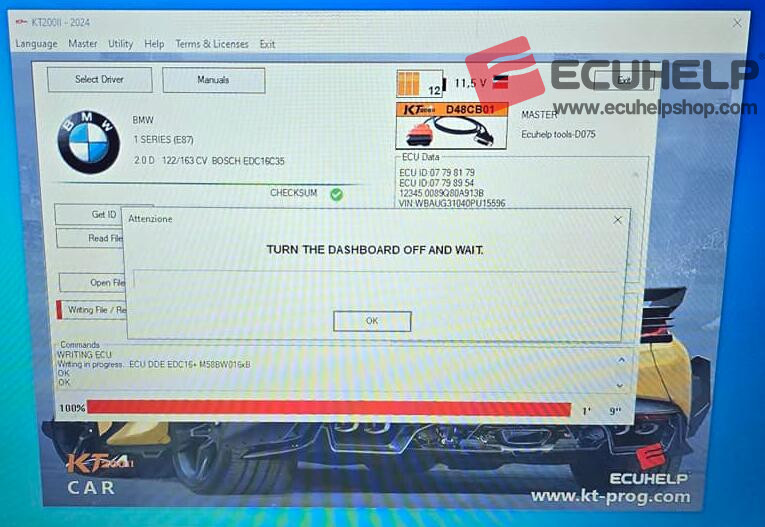 ECUHELP KT200 II Write BMW EDC16C35 via OBD