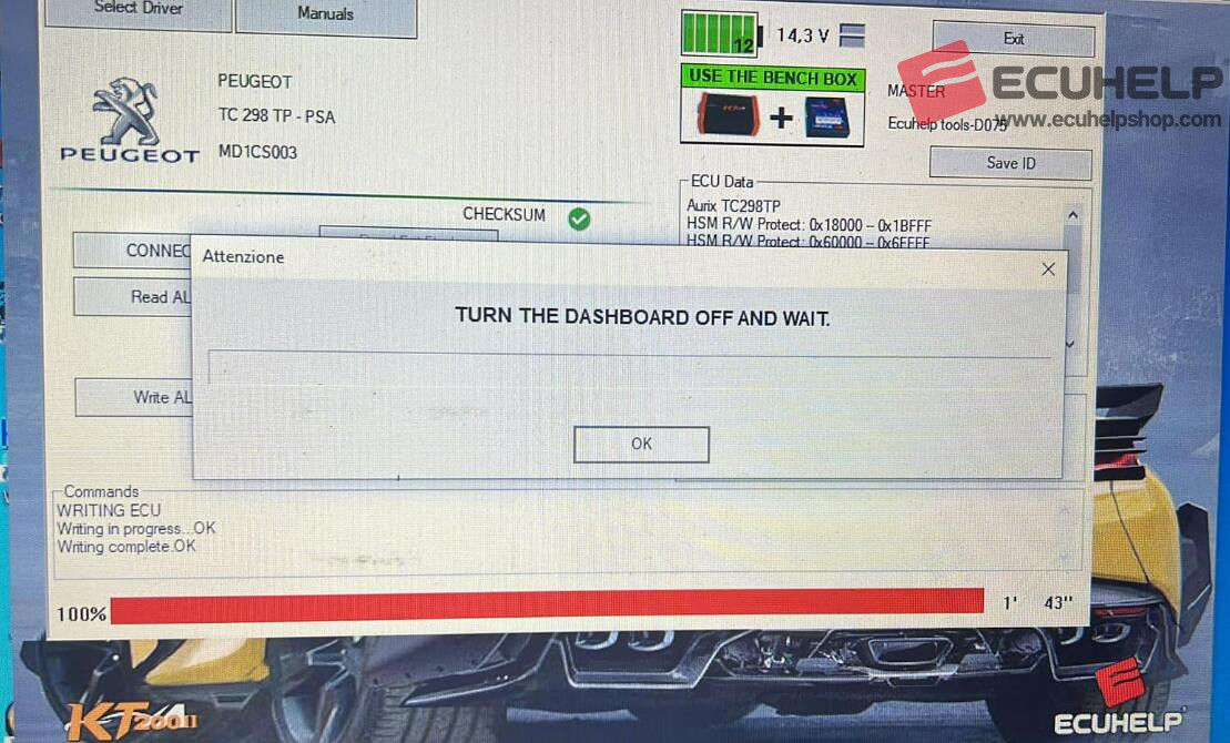 KT200II writing ECU MD1CS003 to 100% completion-02