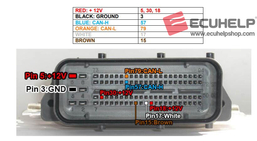 Connect the KT200II multifunction cable to the ECU BOSCH ME17.9.11 [ 1762 ]-01