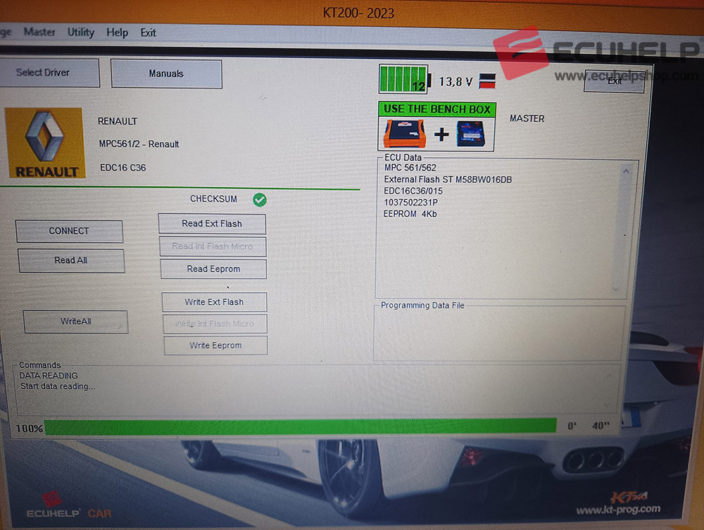 KT200II Read Write Renault Master EDC16C36 on Bench-04