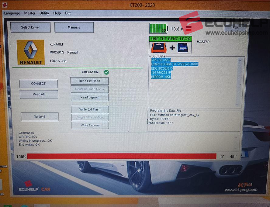 KT200II Read Write Renault Master EDC16C36 on Bench-06