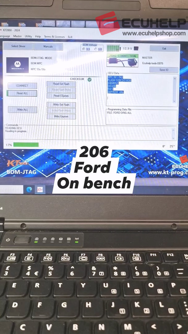 KT200II Read Write Ford Siemens SID206 on Bench-04