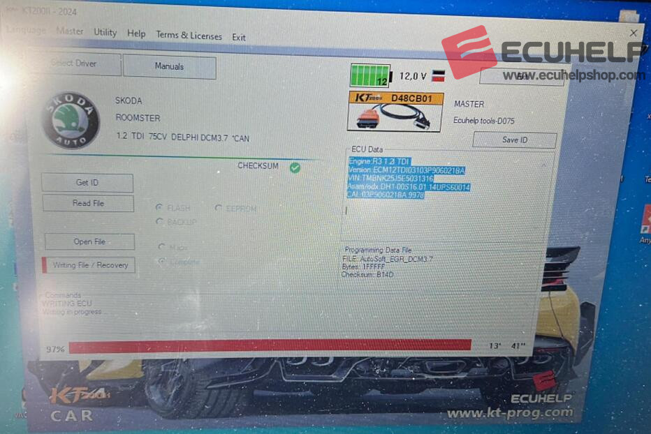 ECUHELP KT200II Read write dcm3.7 vag 1.2 tdi via obd-02