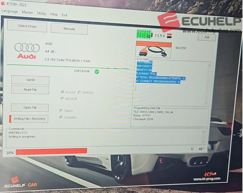 KT200 Read Write Audi A4 B7 2.0TFSI 2007 MED9.1.5 via OBD