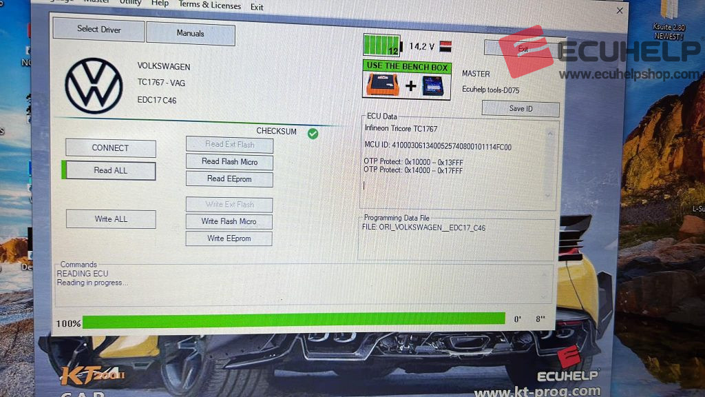 KT200 II Read and Write VW EDC17C46 on Bench-02