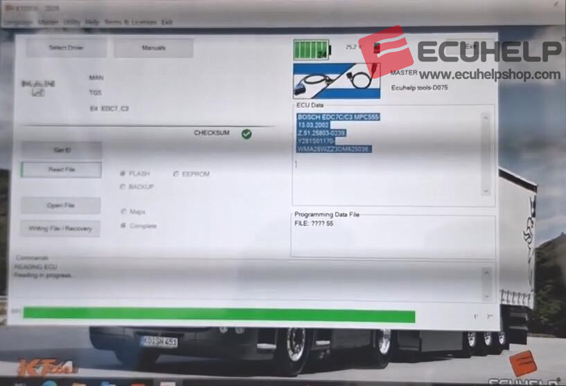 KT200II Read/Write MAN TGS E4 EDC7C3 via OBD-04