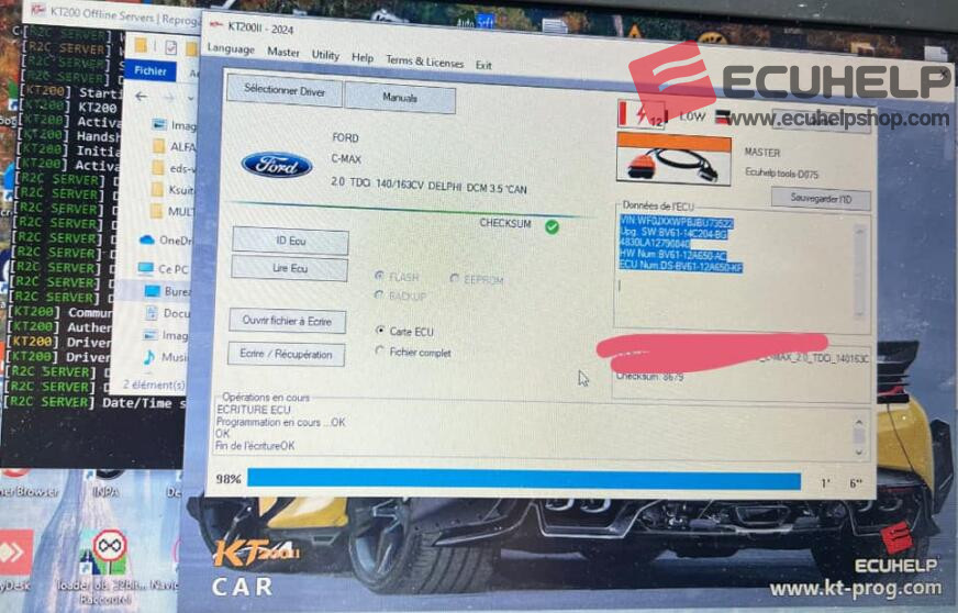 KT200 II Read/Write DCM3.5 Ford C-Max 2012 via OBD-02